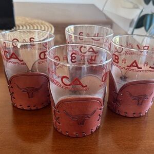 Leather Wrapped Glass Set